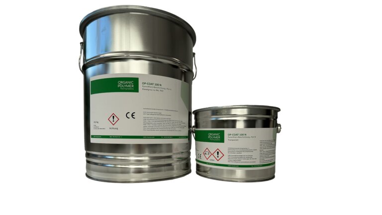 Metalleimer mit OP-COAT 100 N Epoxidharz-Beschichtung von ORGANIC POLYMER | © OP-COAT 100 N Hauptbild